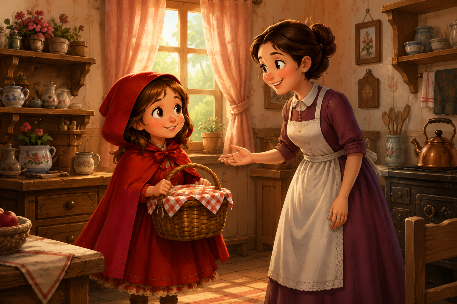 Caperucita con su madre